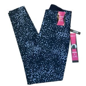 TeezHer Women’s Printed Leggings LA Giraffe Blue Size Small NWT Smoothes Slims